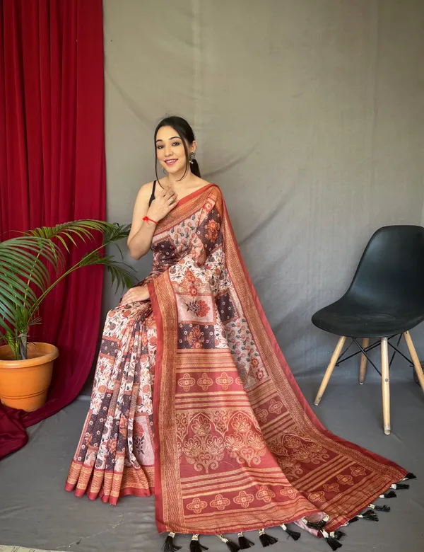 Light_Brown_Kashmiri_Digital_Printed_Cotton_Silk_Saree_With_Blouse_Piece_Attached